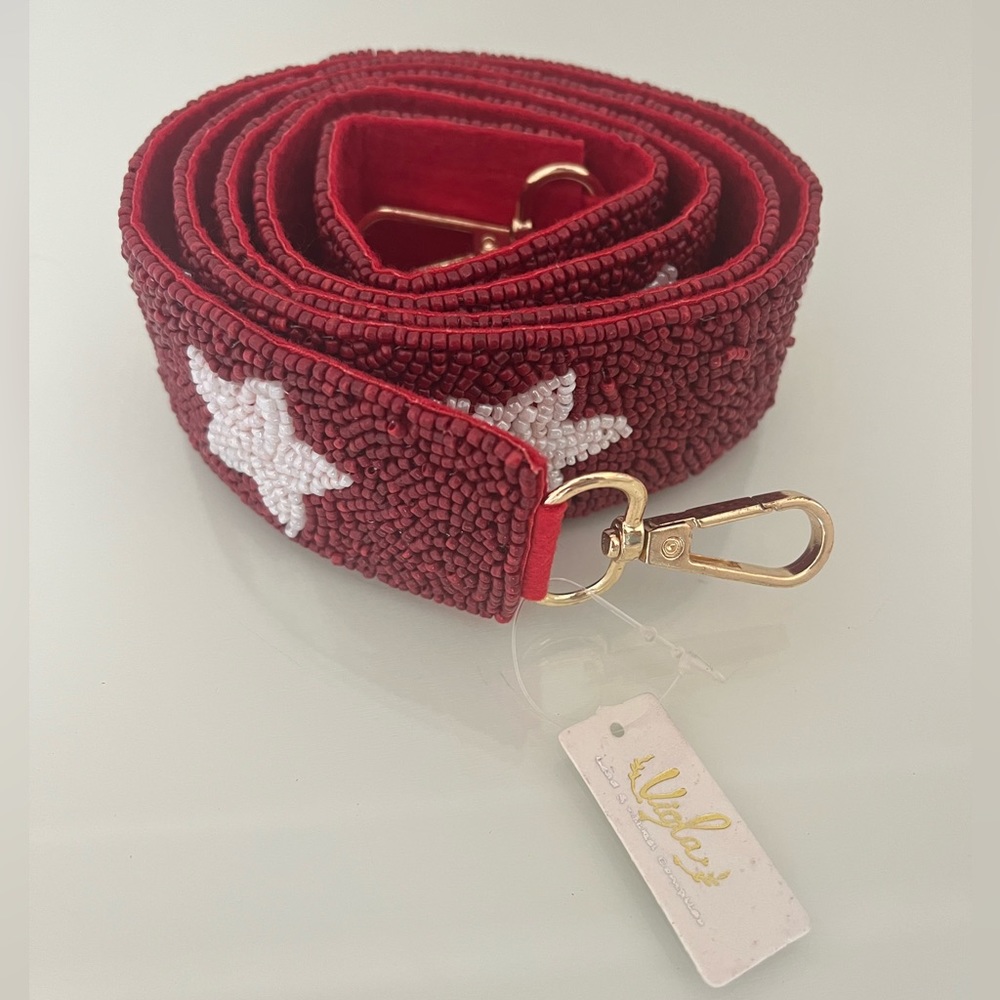 Game Day Crimson and White star purse strap